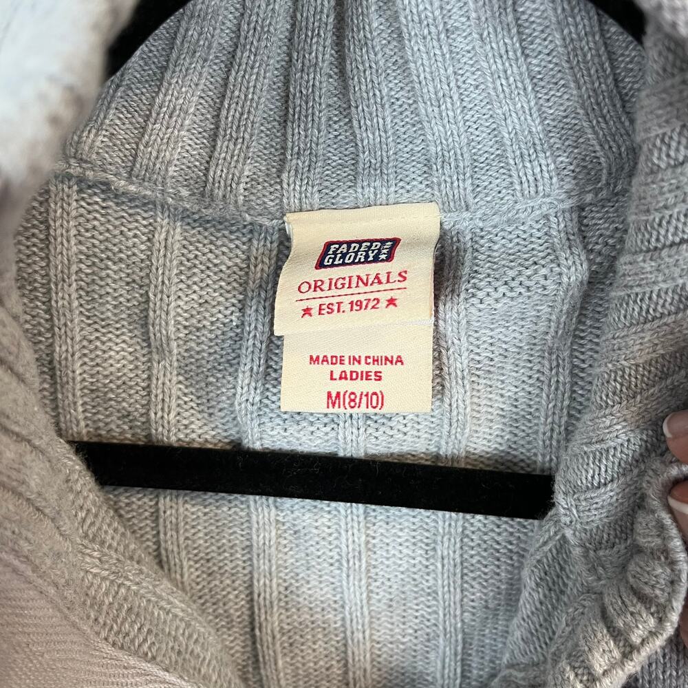 Faded Glory Gray Ribbed Button Sweater - Picture 3 of 5